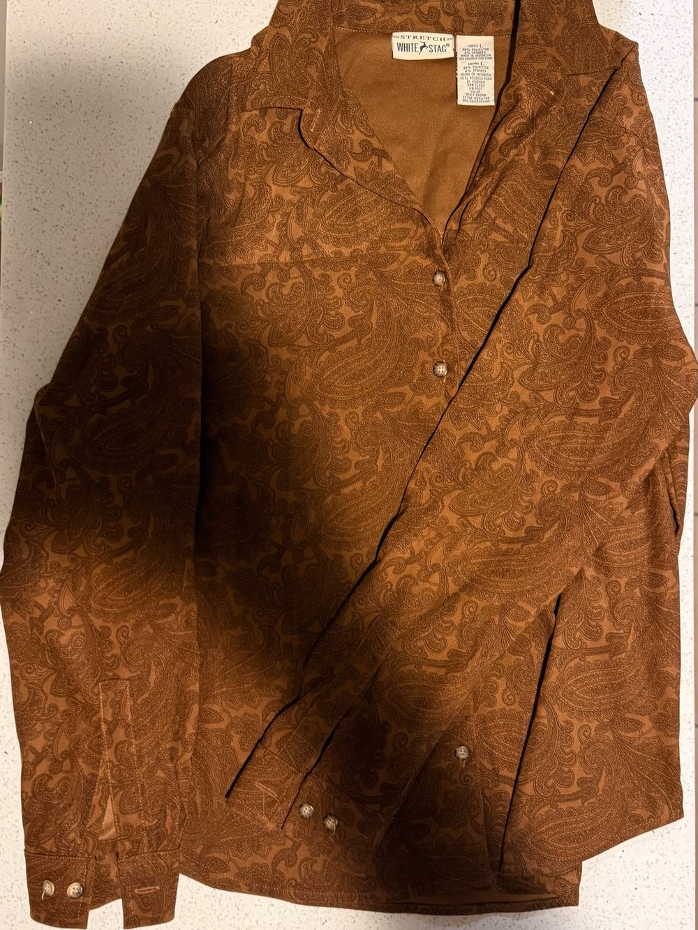 White Stag Brown Paisley Button-Front Blazer
